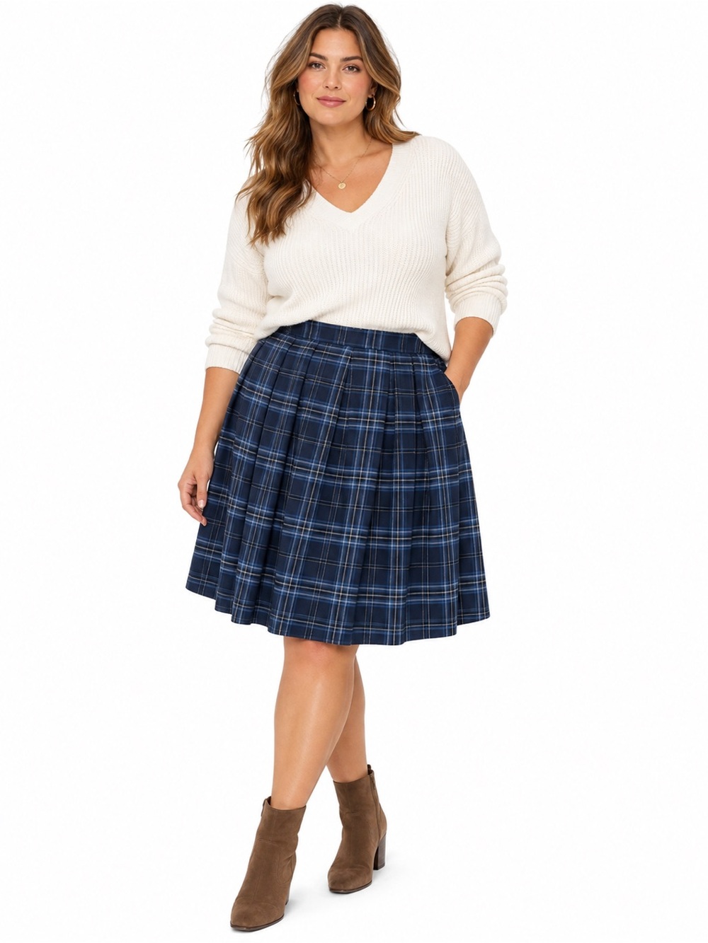 Velvet by Graham & Spencer Plaid Pleated Midi Skirt L Dark Academia Preppy